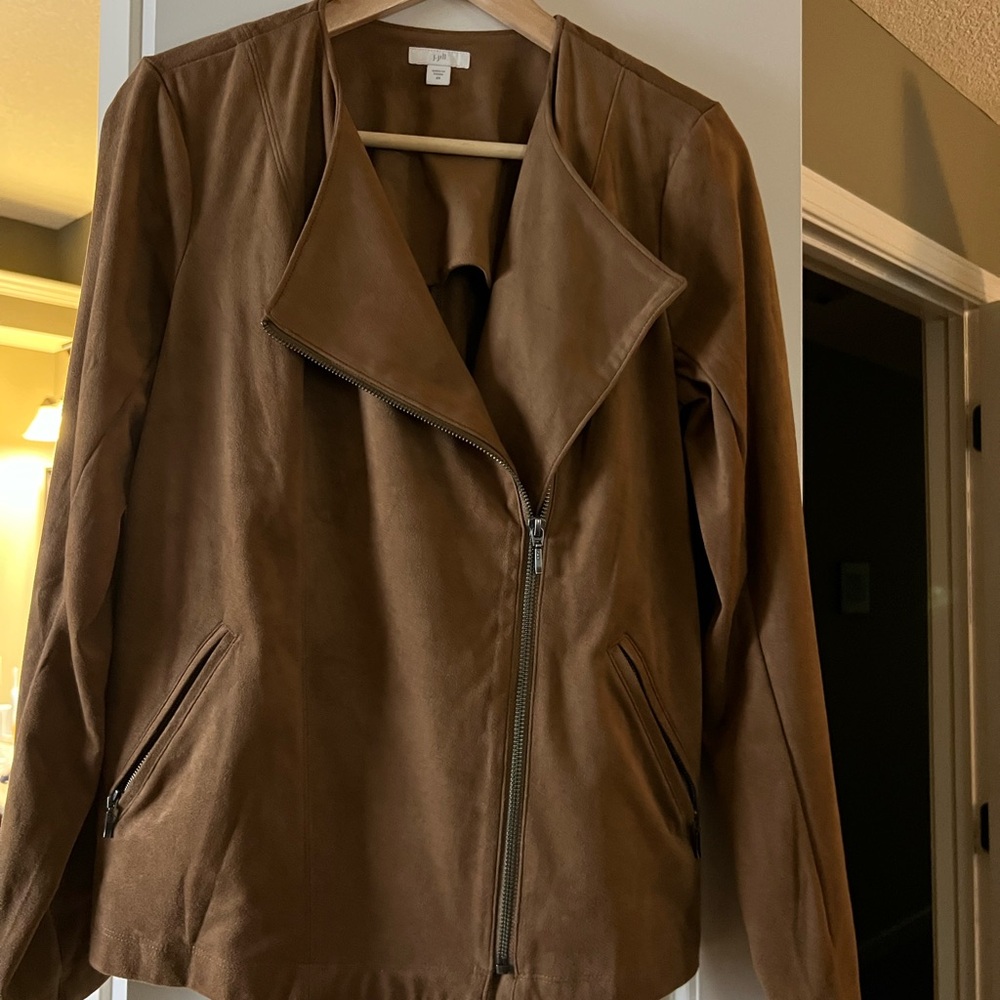 J. Jill Brown Leather Jacket with Asymmetrical Zipper